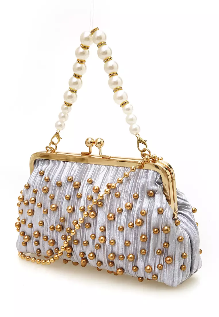 Eilaria Tas Selempang Pesta Wanita Hand Bag Mini Material Leather ORIGINAL - Gray