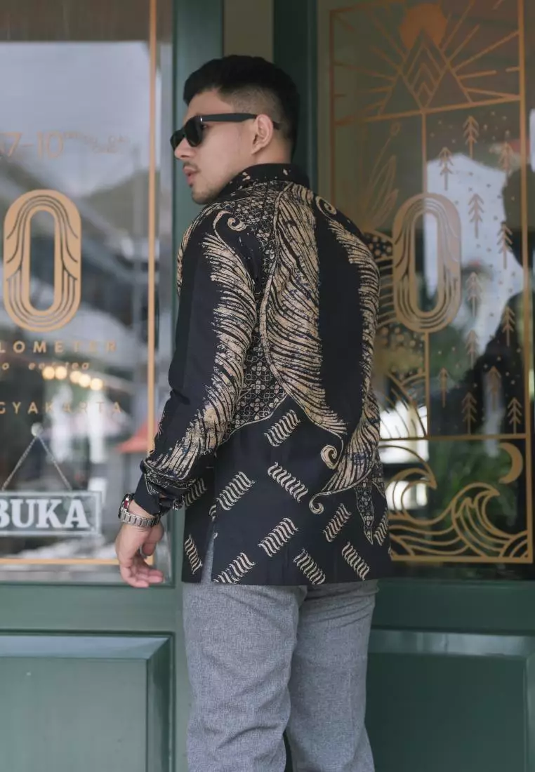 kemeja batik pria lengan panjang dobby lasem batik bulu sh 345