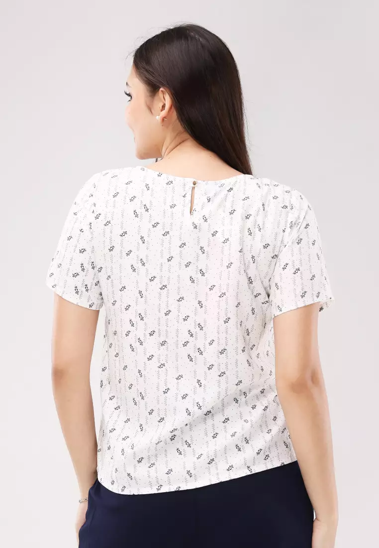 Woven Printed Rayon Short Sleeves Blouse