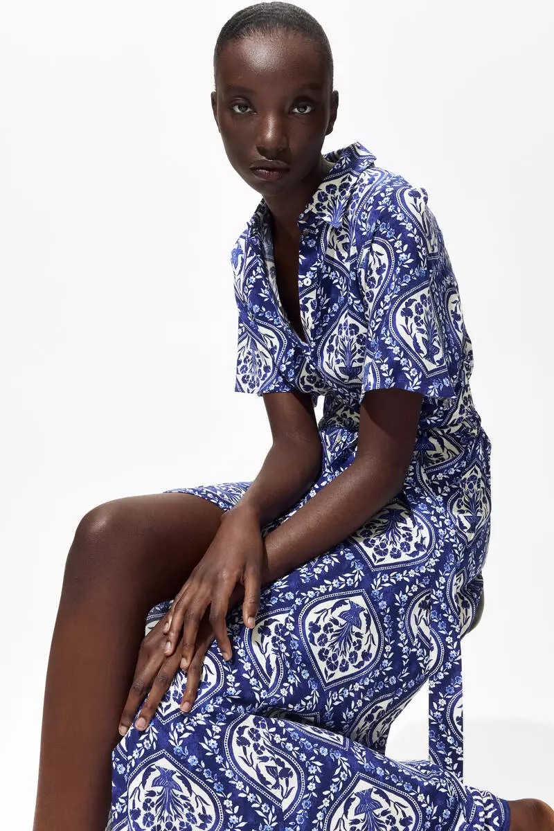 Tie-belt shirt dress