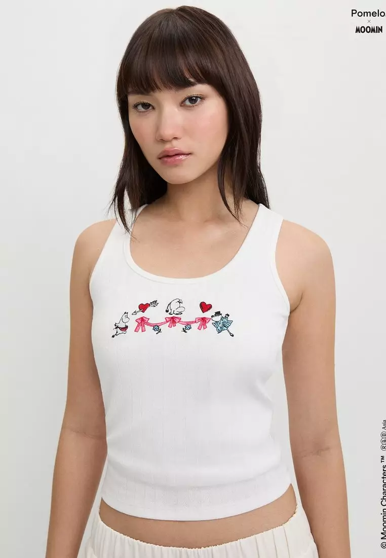 Pomelo. x Moomin Embroidered Tank Top - White