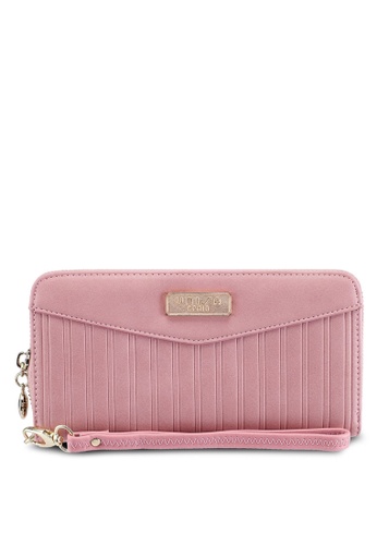 Unisa pink Debossed Pattern Ladies Zip-Up Wallet F0662AC695E75FGS_1