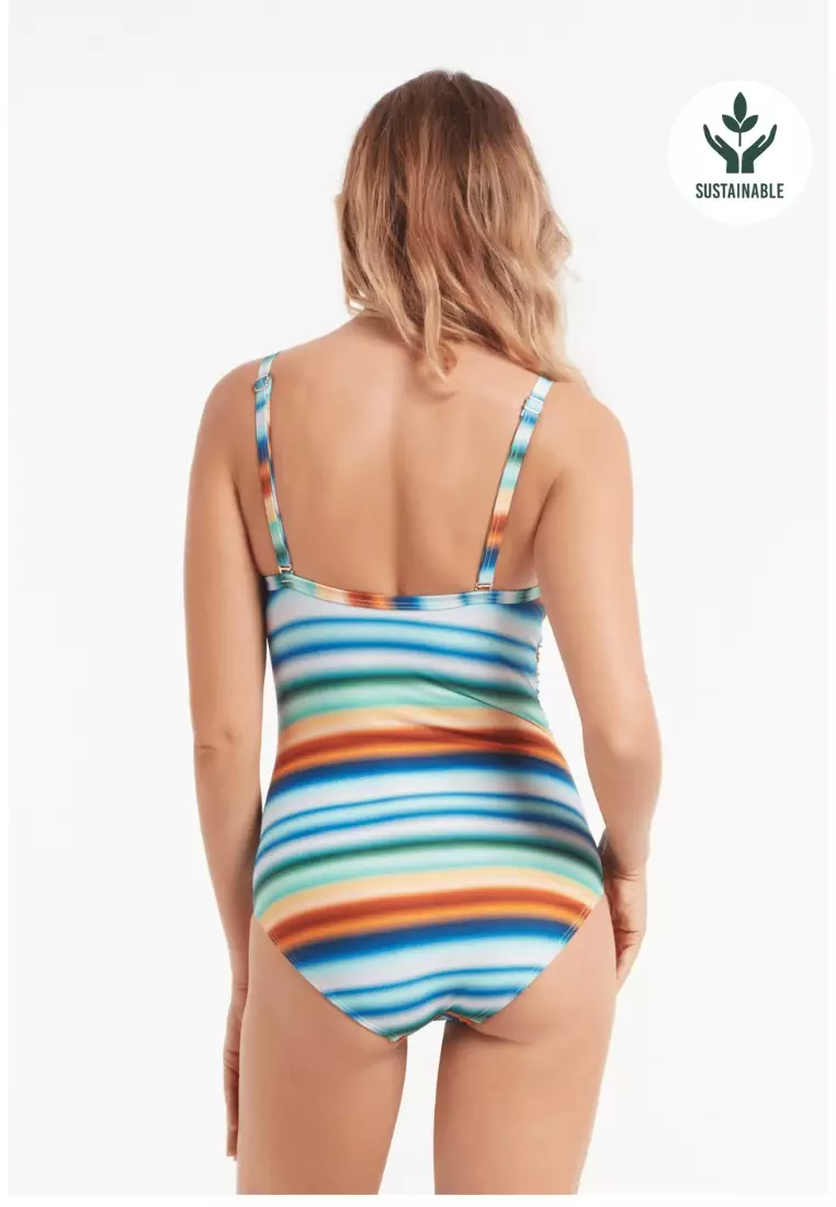 Sunset Paradiso Apricot Moulded Tie Front Onepiece