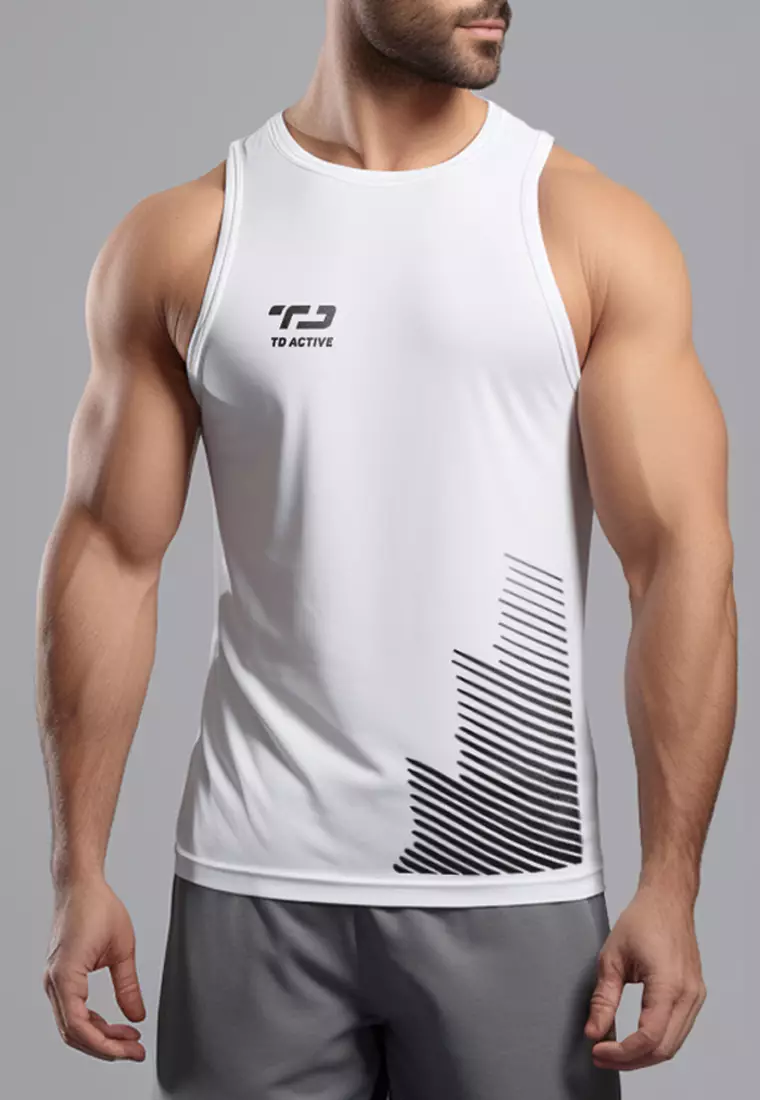 MSA63 kaos running pria stretch anti bau "td stepfans" putih