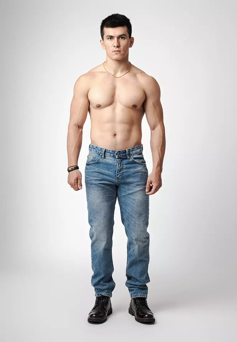 Tapered Fit Jeans Premium Vintage Blue Wash