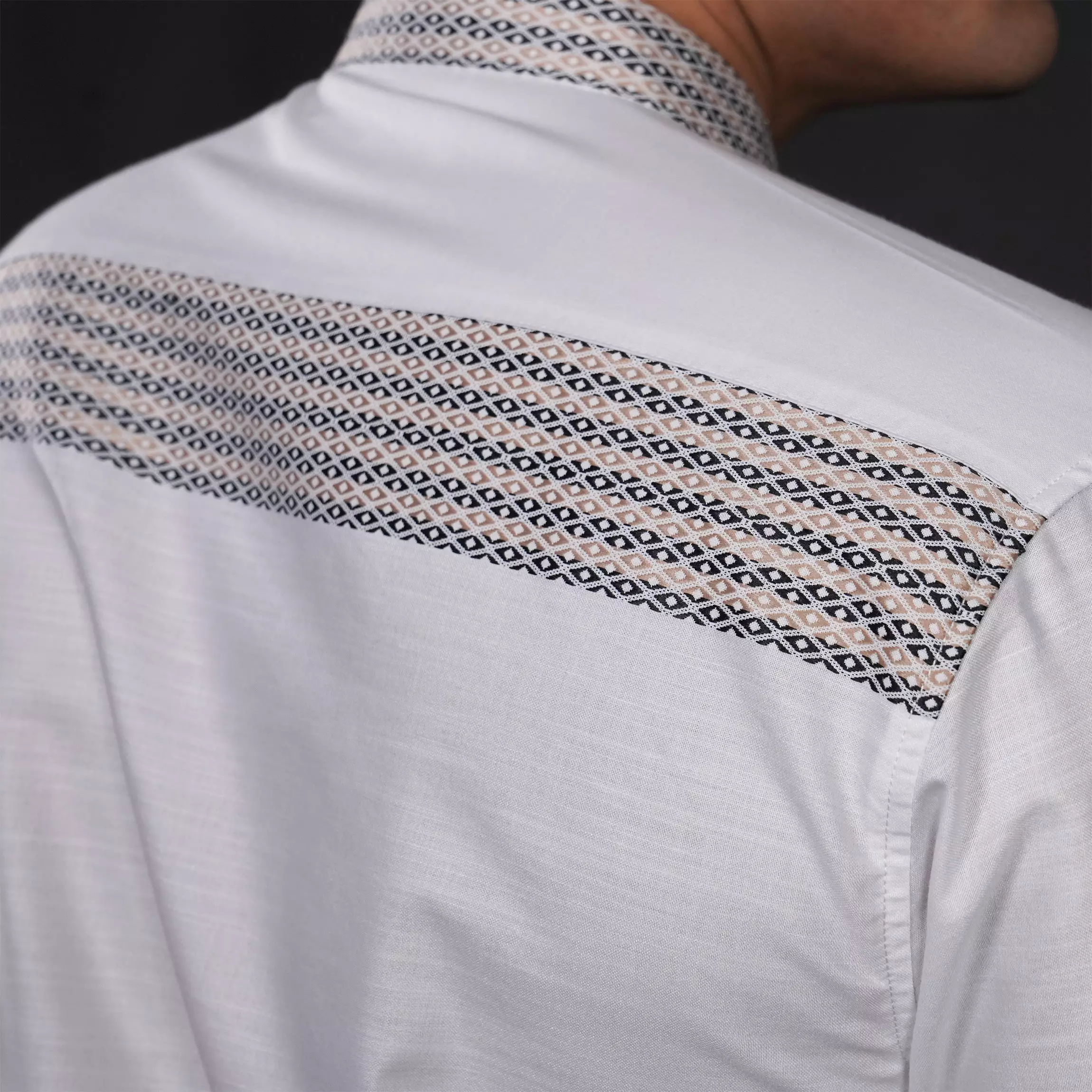 Casella Baju Koko Pria Lengan Panjang Premium Horizontal White | Koko Elegant Ismail Lengan Panjang 9018 White