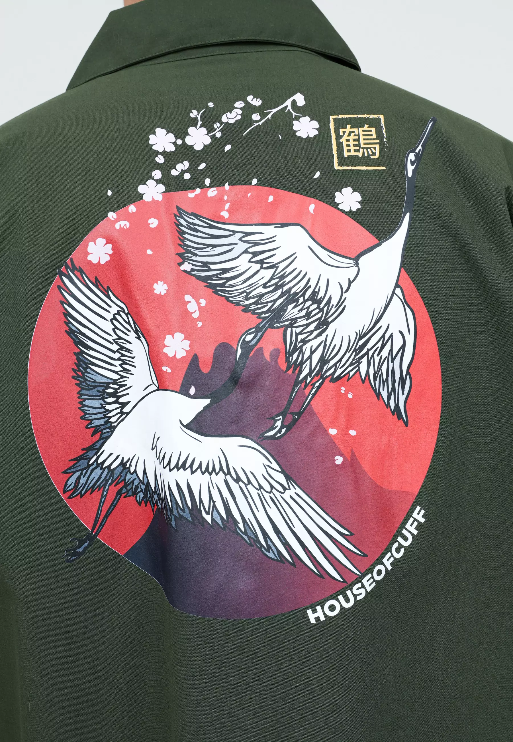 Houseofcuff Jaket Parka Army Unisex Motif Burung Bangau