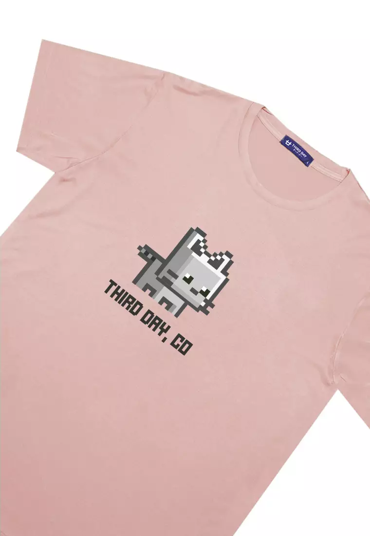 MTM52 kaos t shirt pria instacool thirdday kucing pixel pink