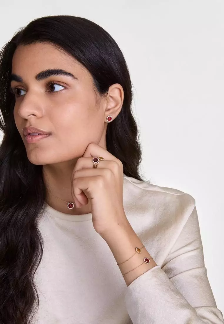 Audrey Bracelet Red Agathe Gold - Unisex Bracelet for women and men stainless steel Bracelet DW Official Authentic Original gelang tangan perempuan lelaki DW