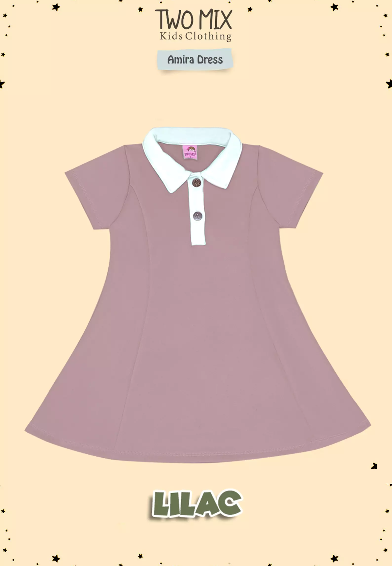 Two Mix - Dress Anak Perempuan - Baju Dress Anak Cewek - Amira Dress 1-8 Tahun 4372 Lilac