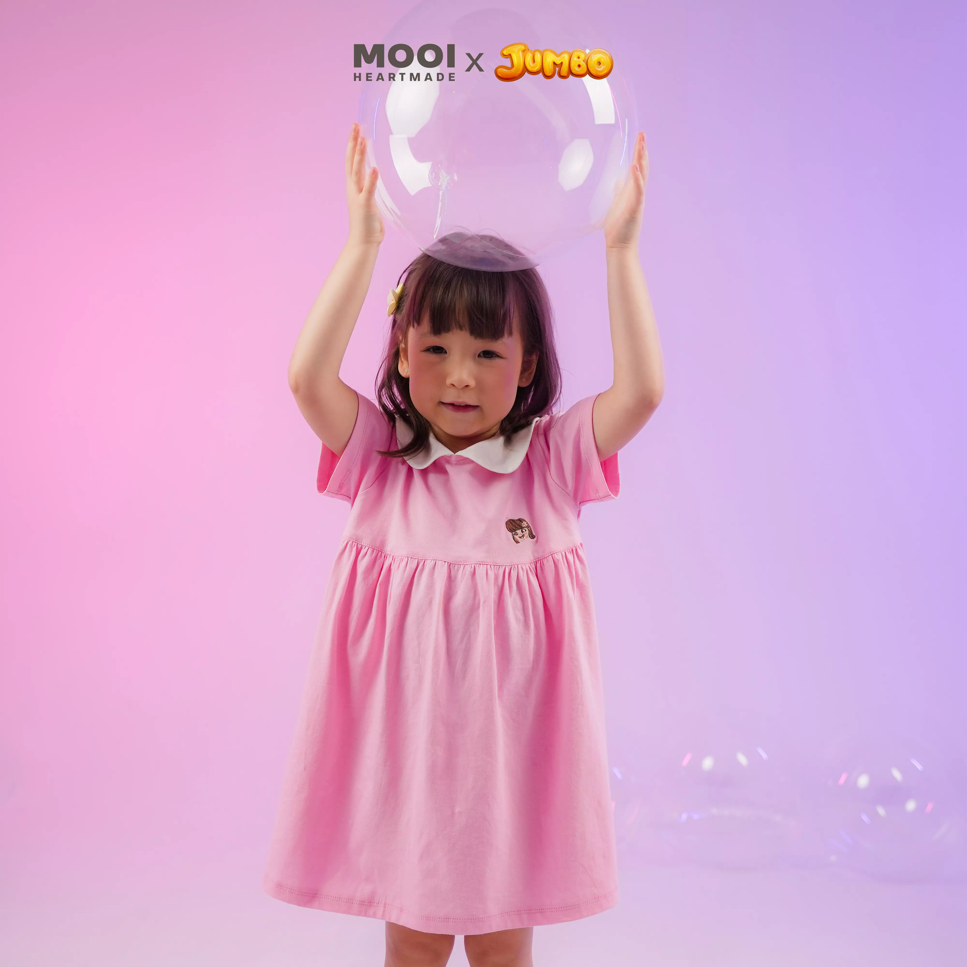 Mooi x Jumbo Dress Anak Perempuan Meri Dress - Pink Berry