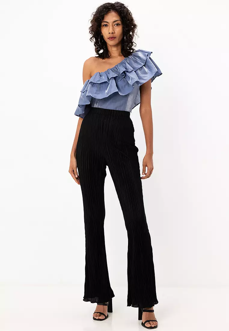 Plisse Flare Trousers