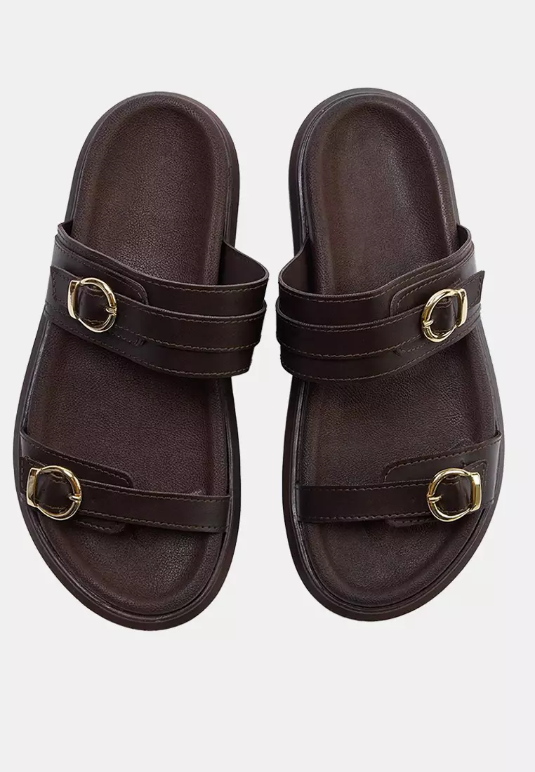 Double Buckle Thick Sole Sandals
