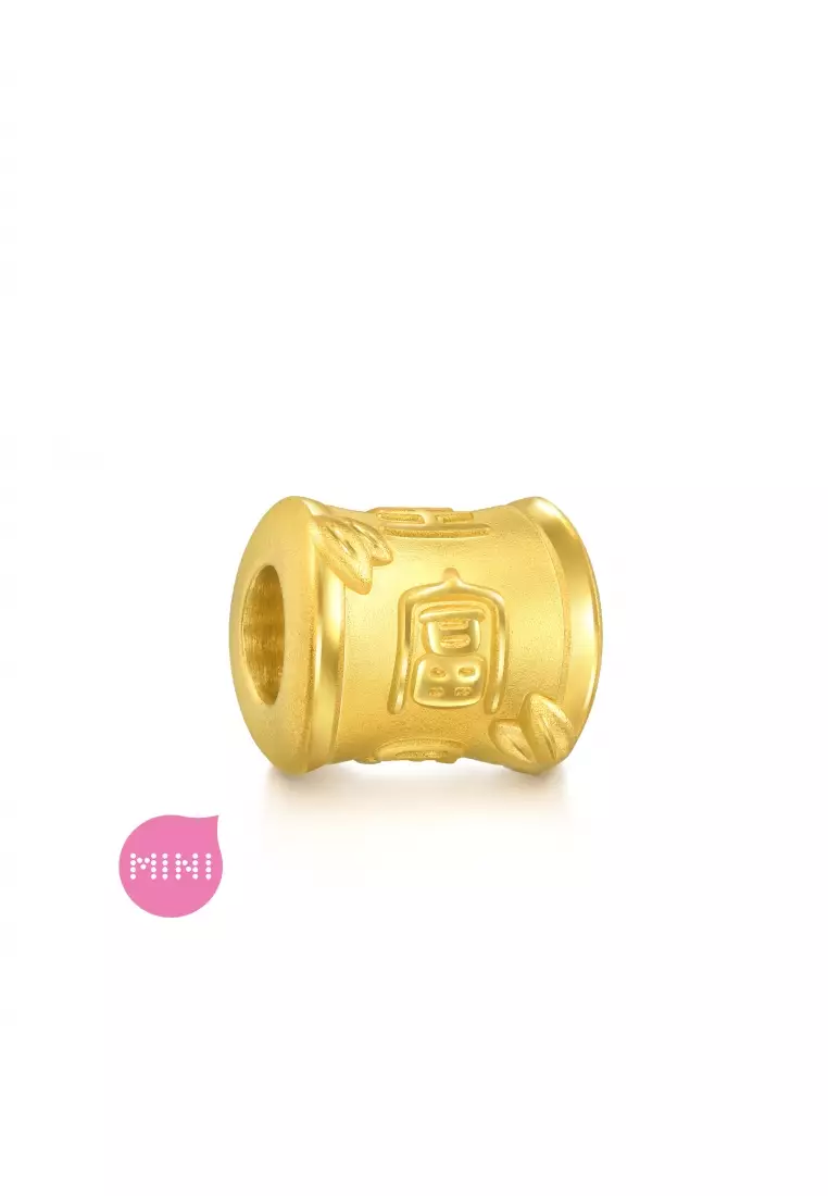 999 24K Solid Gold Cultural Blessing Wealthy Bamboo Charm 94329C (Bracelet not included)