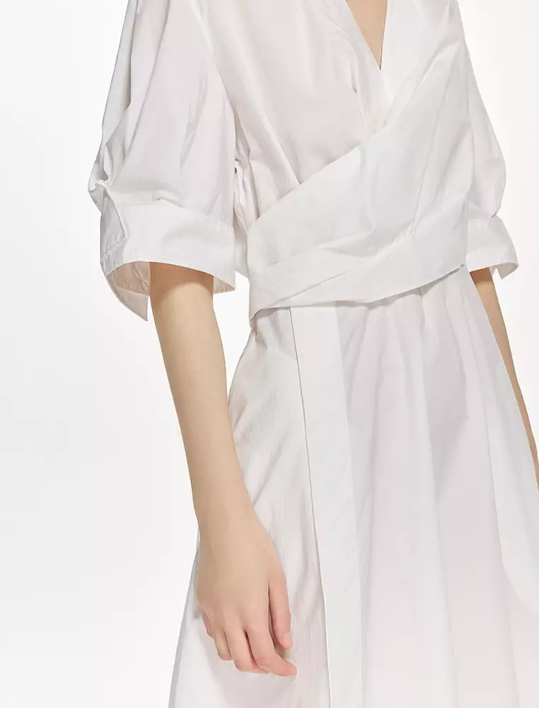 Plain Weave X-Line Loose Everyday Casual Short Sleeve Dress