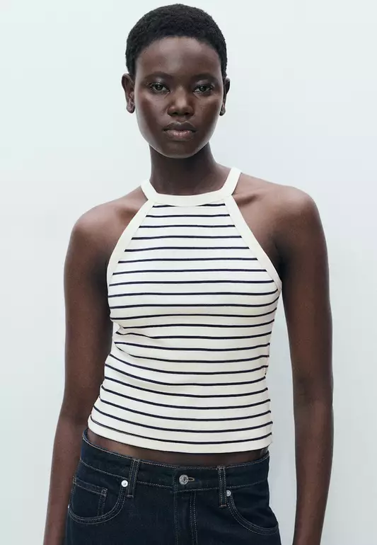 Striped Halter-Neck Top