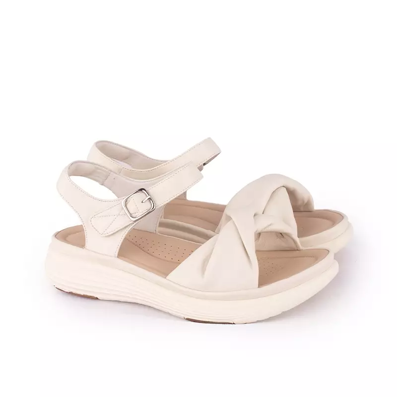 Sandal Strap Sling Back Wanita Casual Gino Mariani Brittany Off White