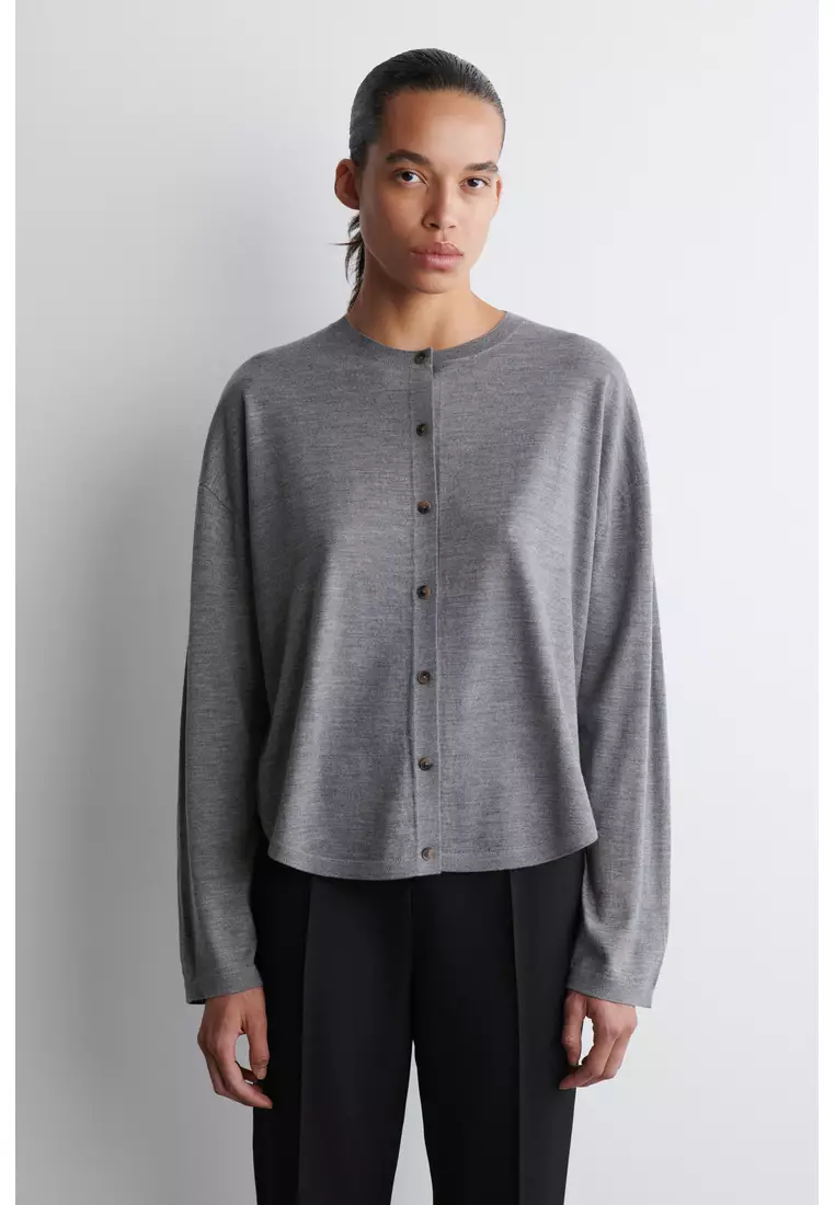 CIRCLE-CUT MERINO WOOL CARDIGAN