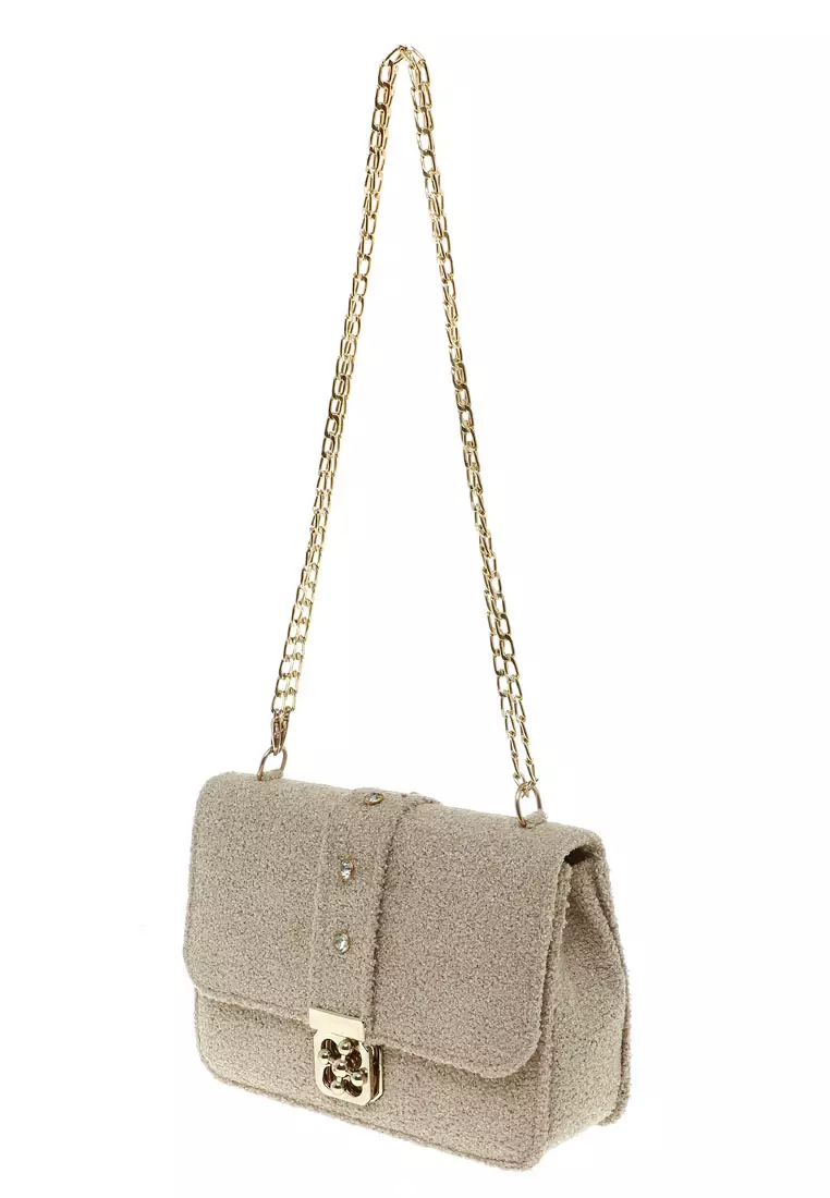 Anxar Slingbags Wanita Tali Rantai Design Casual Premium Quality - Cream