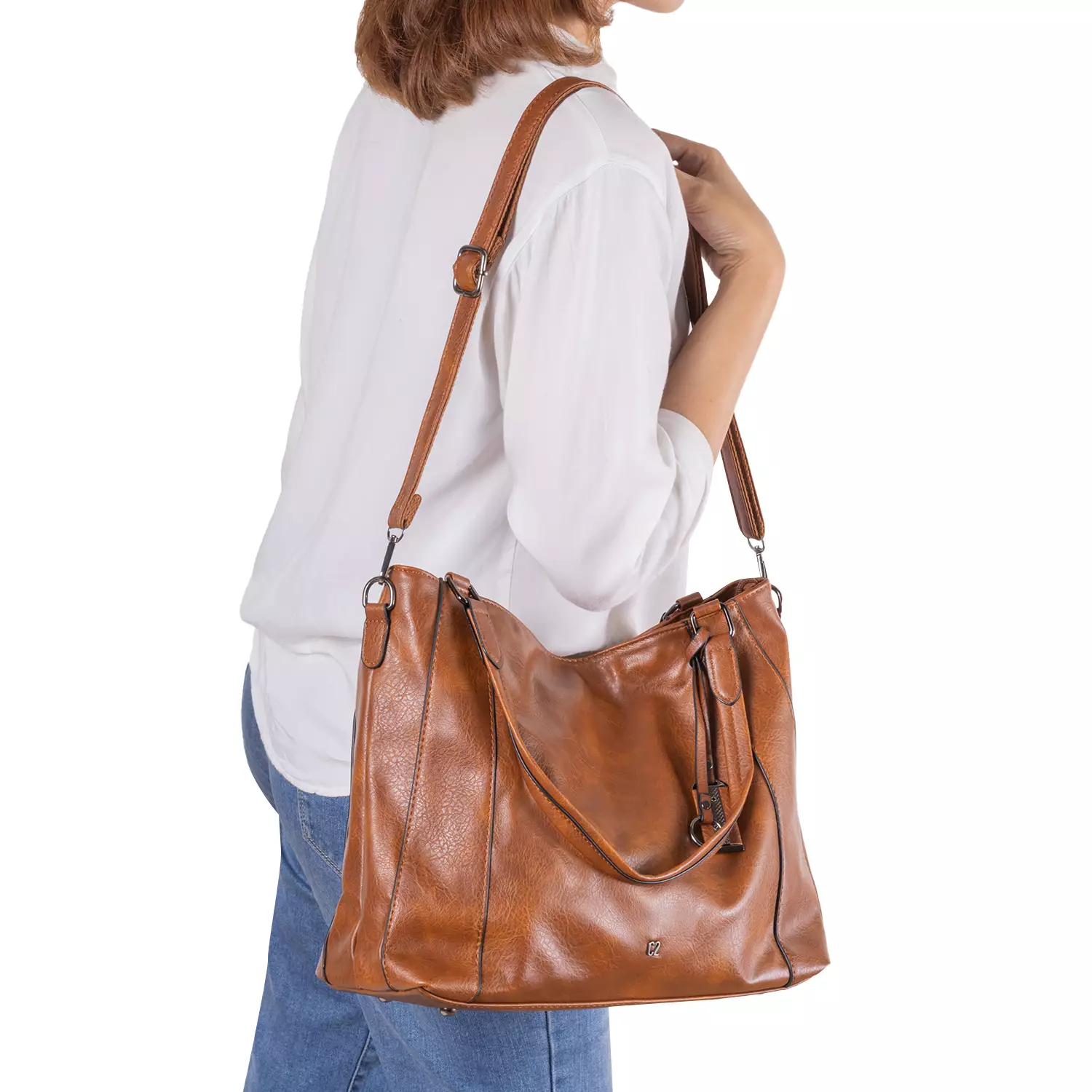 C2 Lorena Brown 2-in-1 Hobo Shoulder Bag - Tas Hobo 2-in-1 Wanita