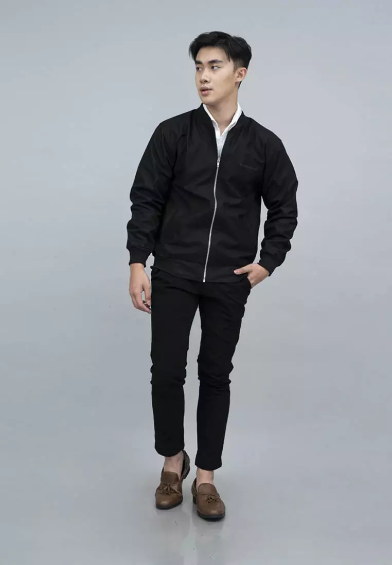 Houseofcuff Jaket Bomber Polos Windbreaker Hitam