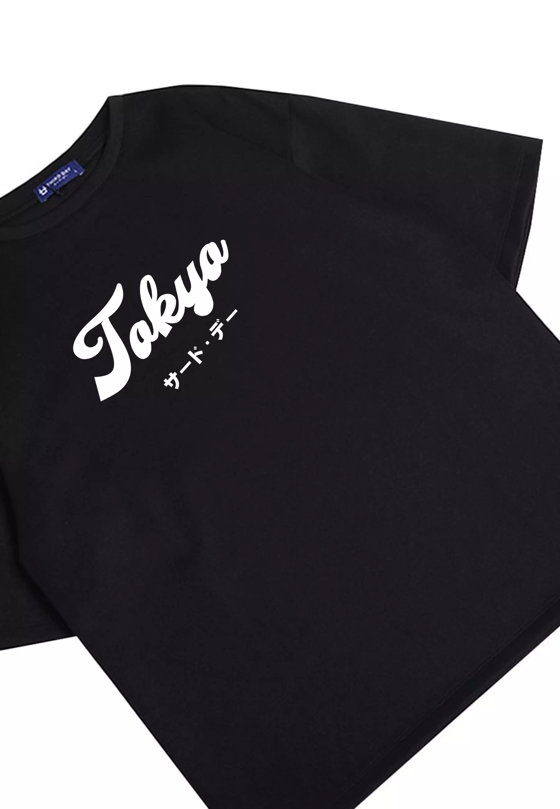 MTQ30 kaos oversize tokyo jepang distro pria bahan tebal scuba tokyo katakana hitam