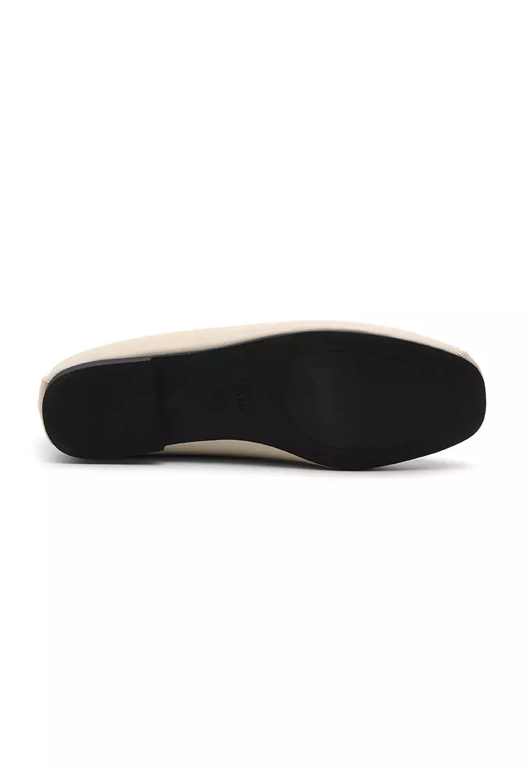 Kate Ribbon Flats (1cm) - Beige