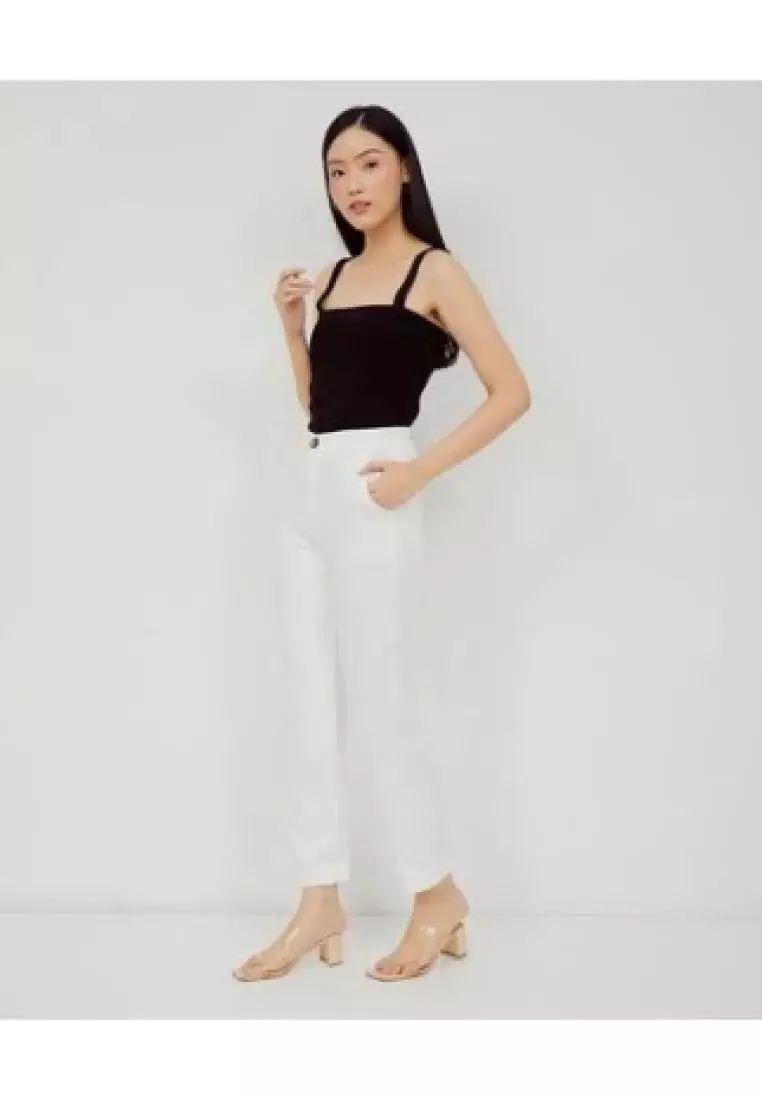 MAYONETTE Amasya Highwaist Pants - Celana Bahan Wanita Korean Style - White