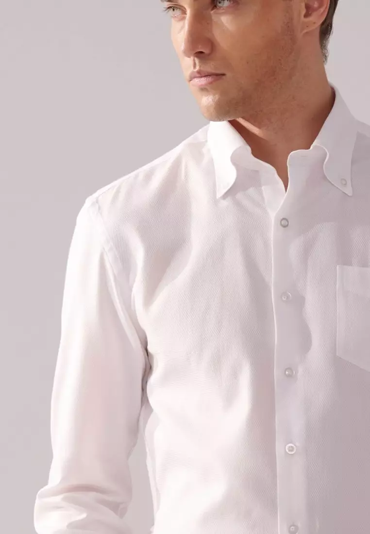 White Textured Classic Fit Shirt