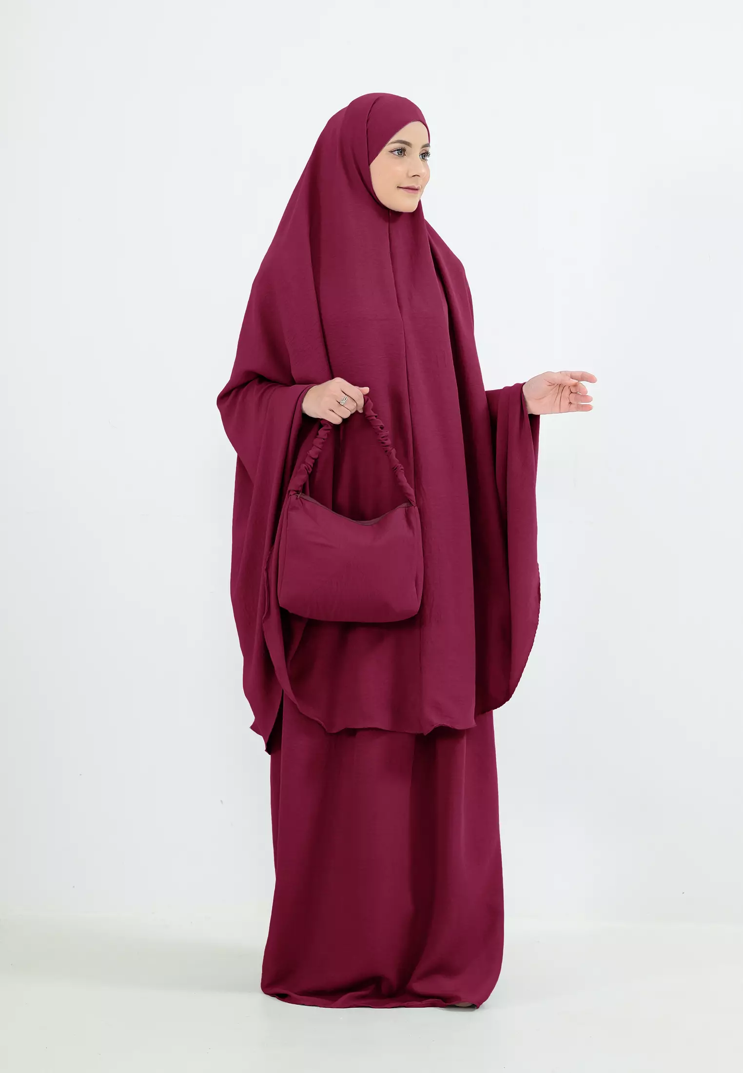 Medina Prayet Set | Mukena Tali Bandana - Cherry Red