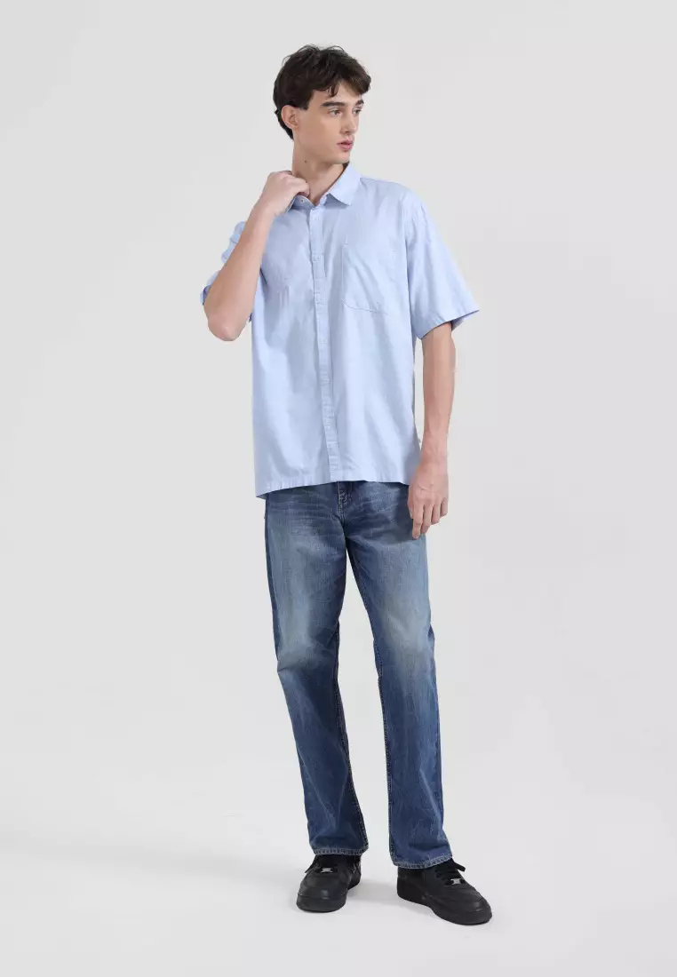 Emba Denim - Stefano Kemeja Pria Relaxed Fit Warna Light Blue