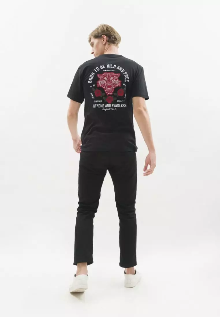 Kaos hitam t shirt polos houseofcuff motif Born Tiger READY HINGGA 4XL