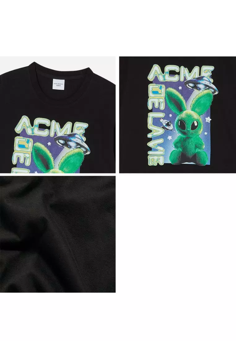 Real Alien Fuzzy Rabbit Short Sleeve T-Shirt Black