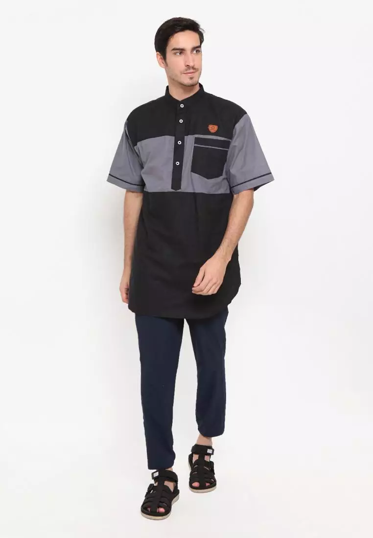 Zayidan Baju Koko Gamis Muslim Pria Jafar - Hitam