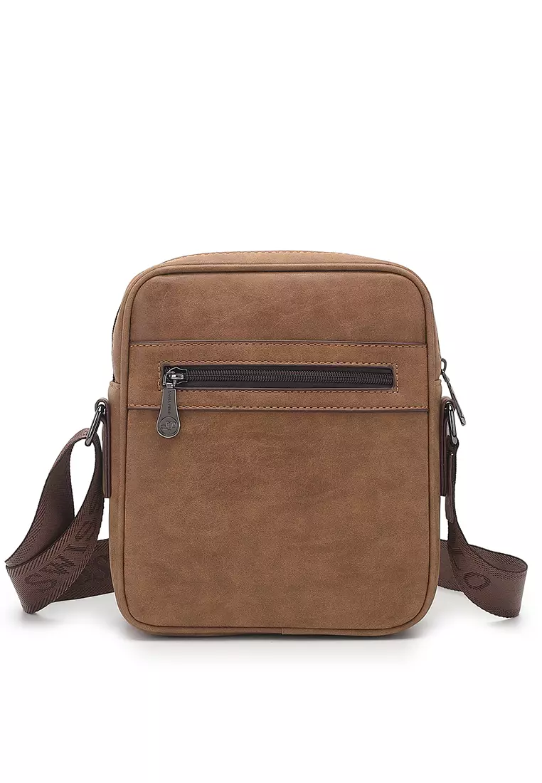 Men's Sling Bag / Crossbody Bag - Light Brown
