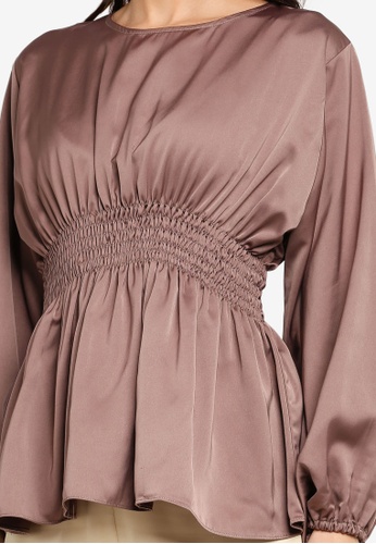 Buy Iris Peplum Blouse from Fazboka in Brown only 99