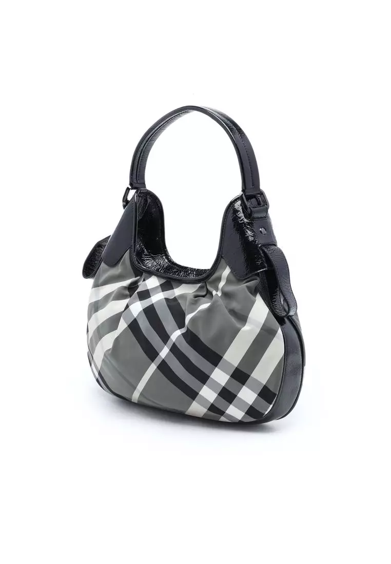 Pre-Loved Burberry Beat Check Nylon Brooklyn Hobo