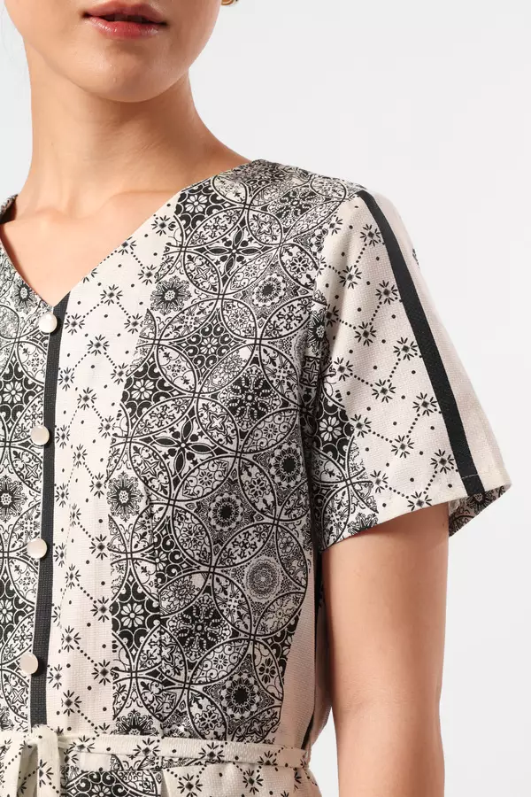 MINIMAL - Nirwasita - Dress Motif Kawung - Black Warna Black