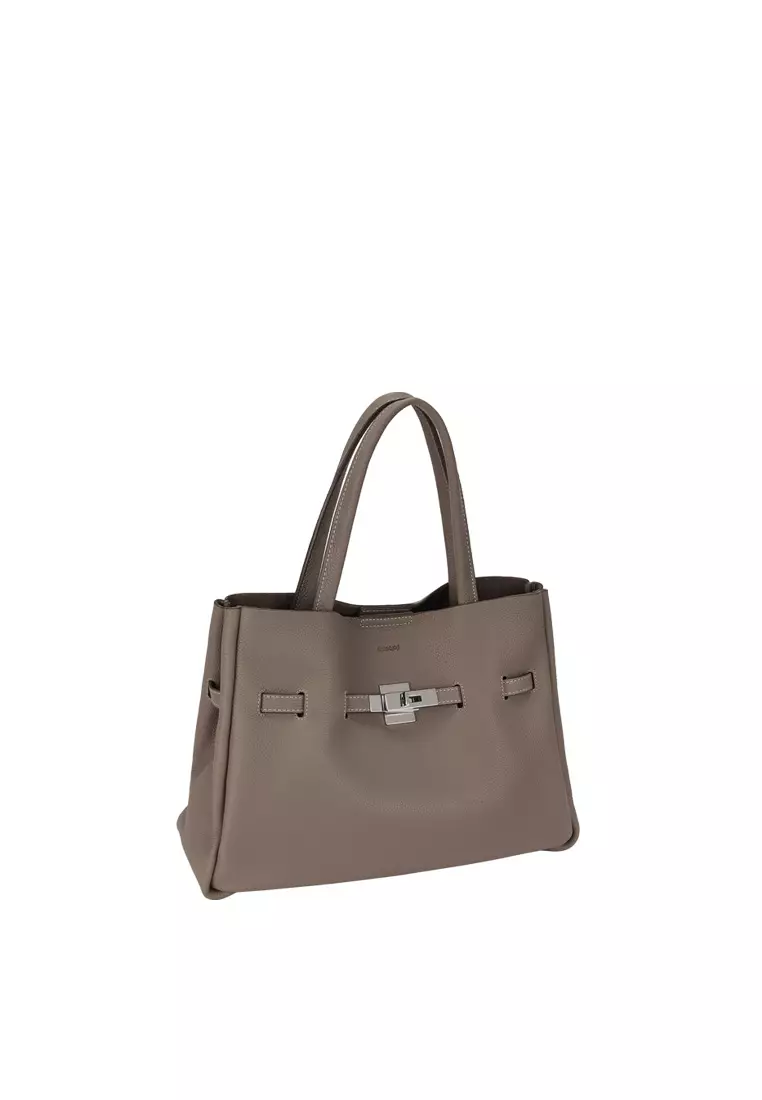 SAOIRSE Soft Structural Belt Tote Bag - Elephant Grey