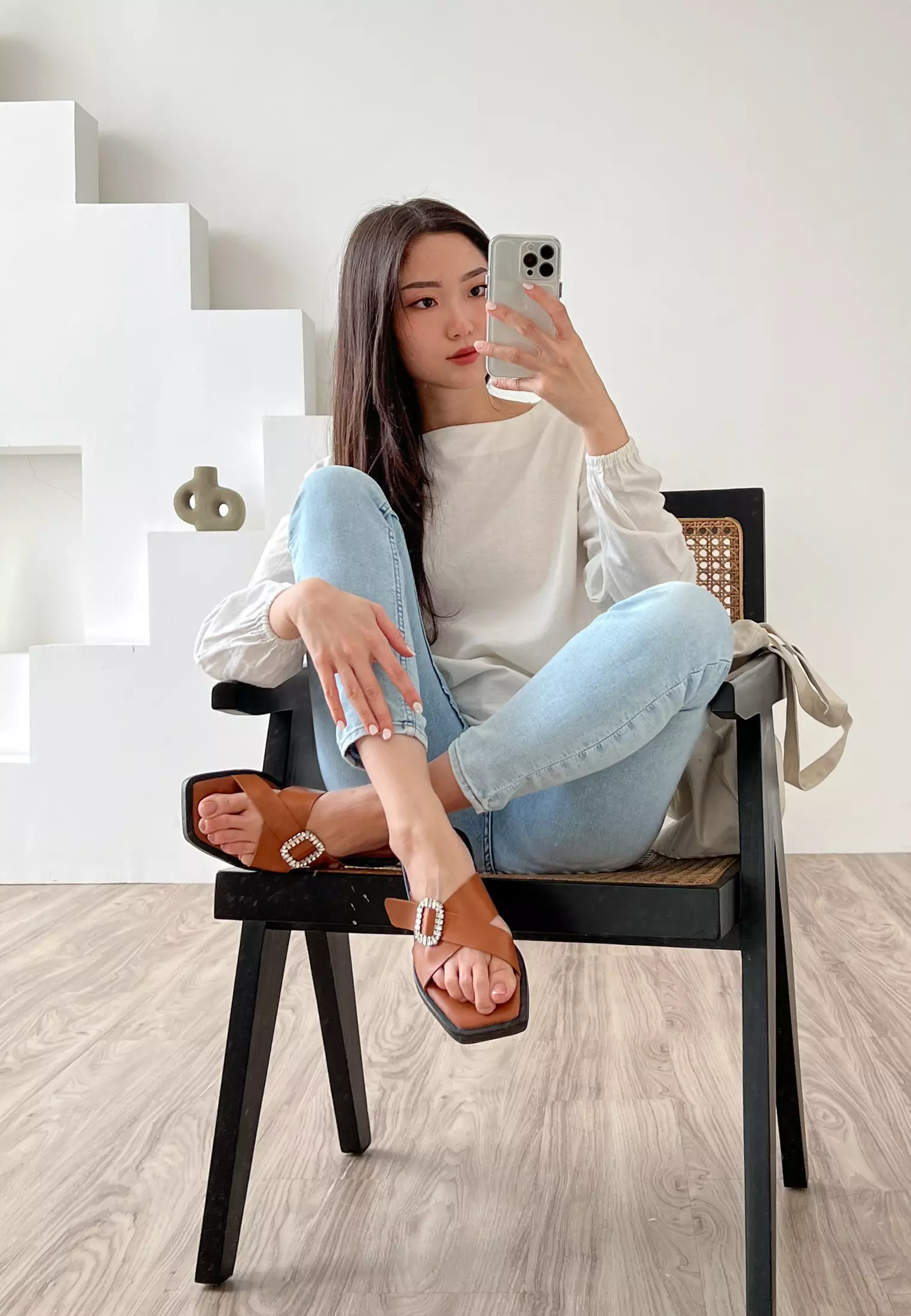 Millie Crystal Sandal Flat Wanita