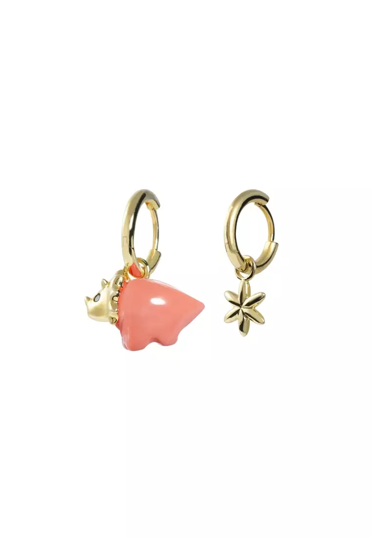 BABY DINO Triceratops Huggie Earrings (GOLD)