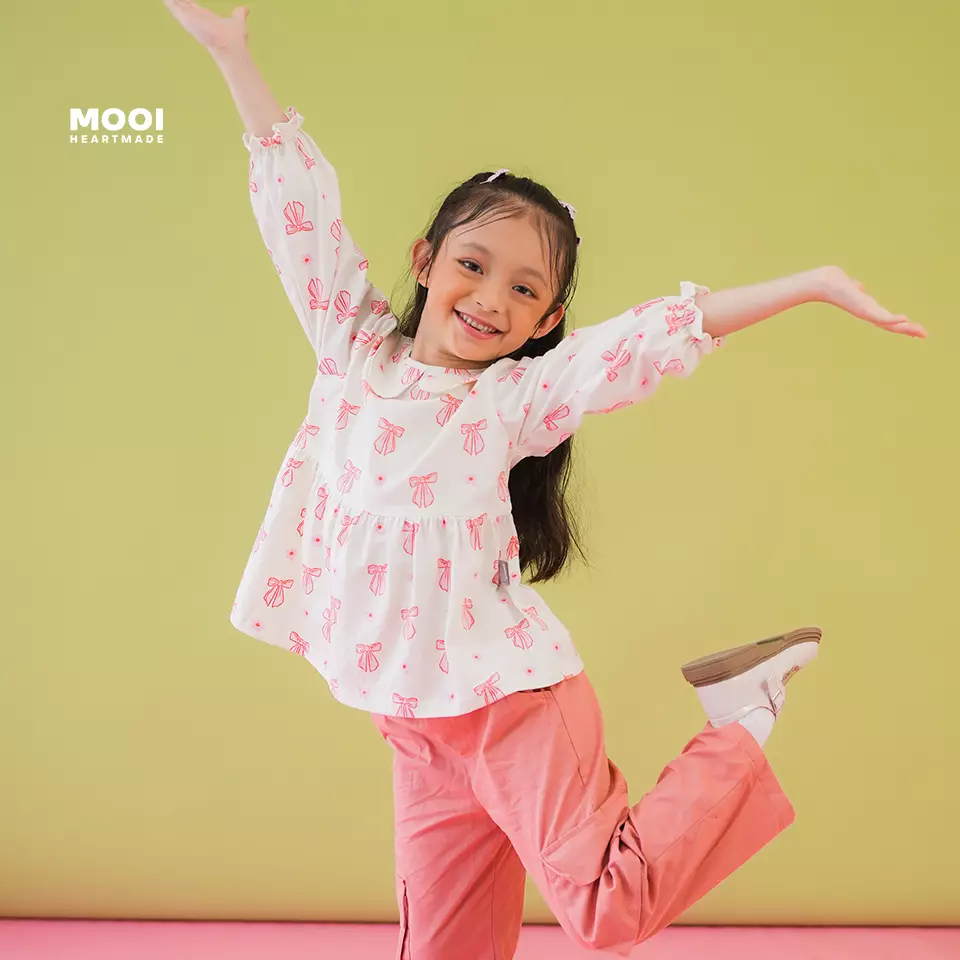 Mooi Atasan Anak Perempuan Lindy Top - Light Ivory