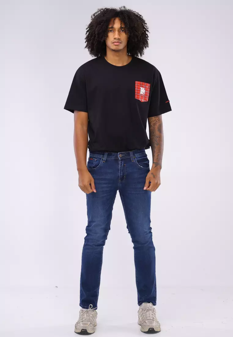 Denim Long Pants Slim Tapered Fit Stretch