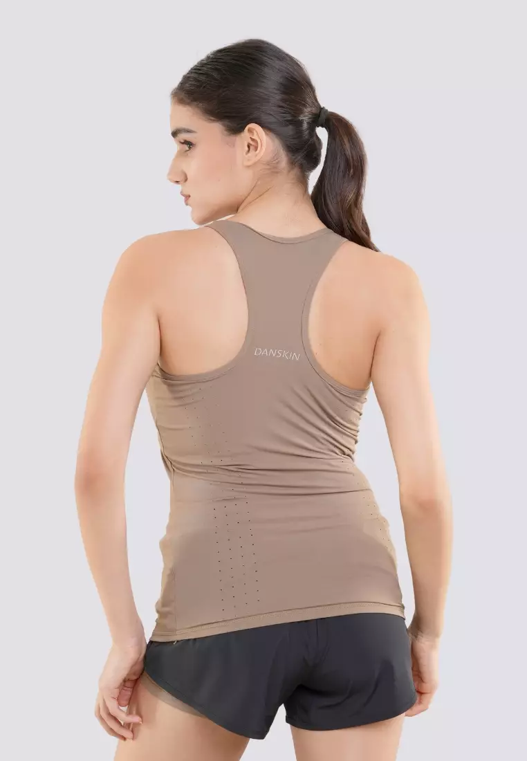 Mighty Move Khaki Tank Tops with Racer Back Activewear for Women