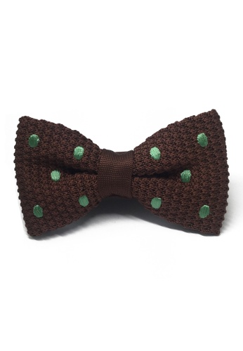 Splice Cufflinks brown Webbed Series Green Polka Dots Brown Knitted Bow Tie SP744AC89UBISG_1