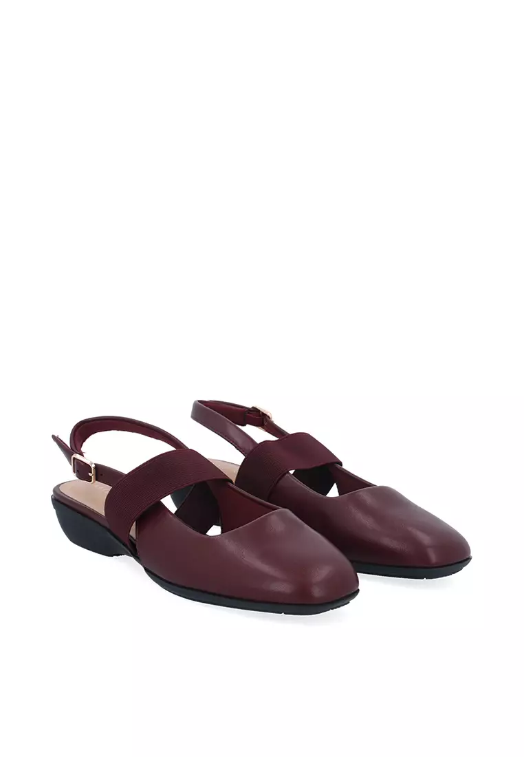 Maroon Tessa Elastic Slingback Pumps