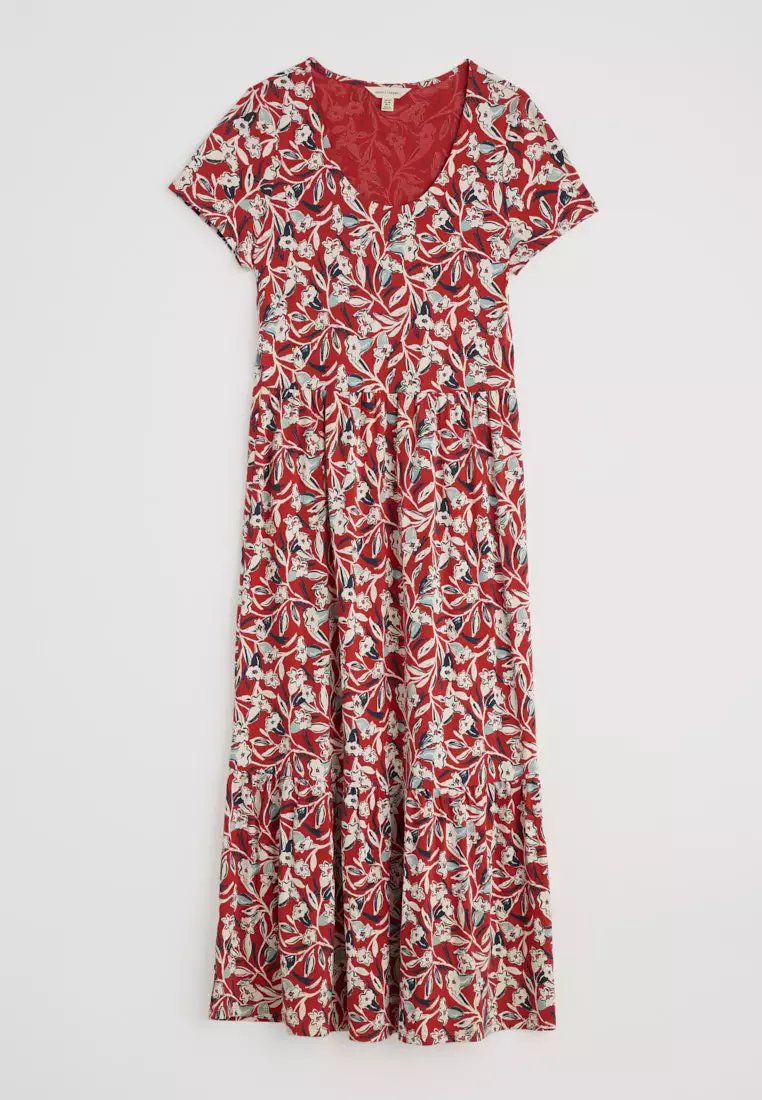 Seasalt Cornwall Red S/S Tor View Dress with Scoop Neck