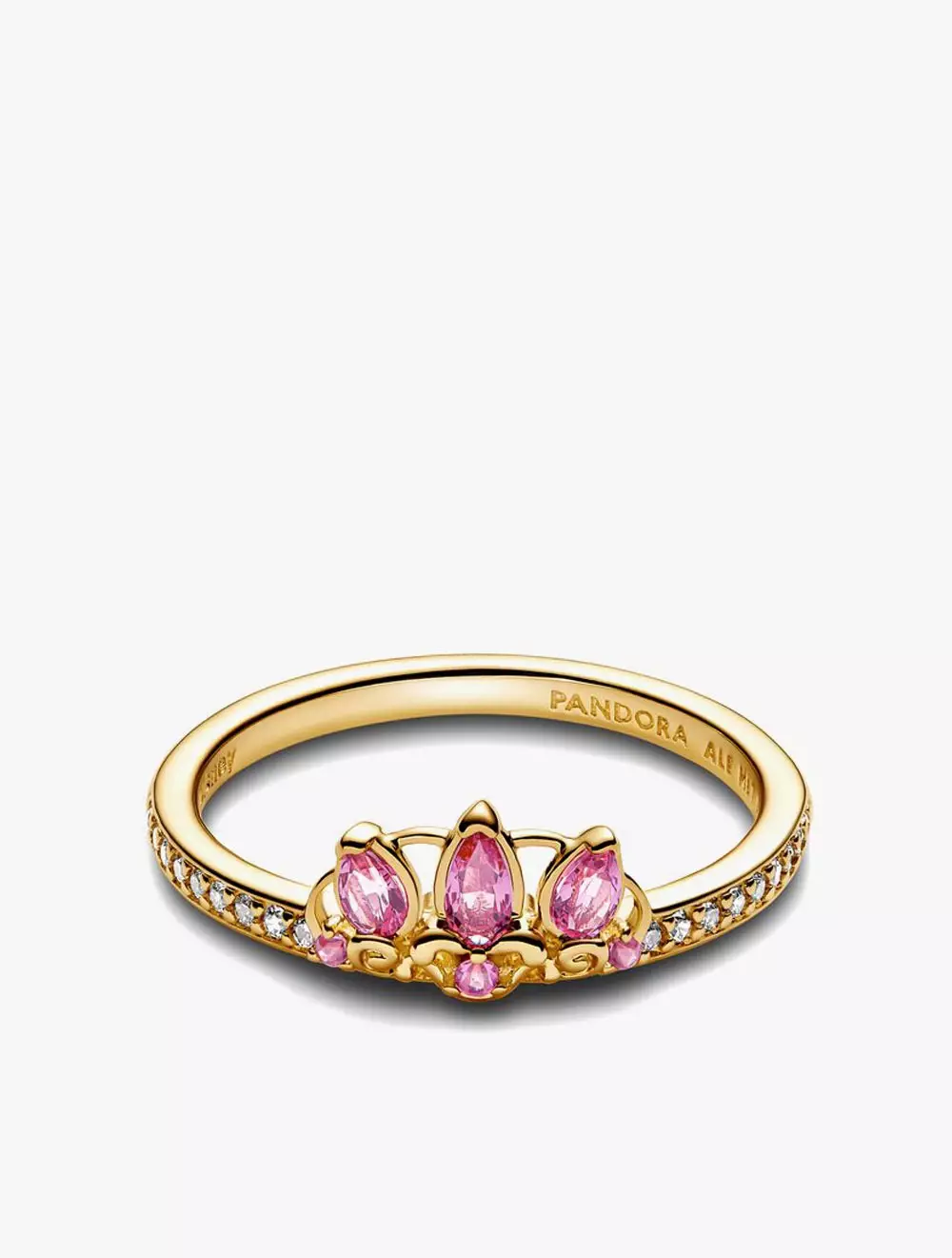 Disney Rapunzel 14k gold-plated ring with pink stones and clear cubic zirconia