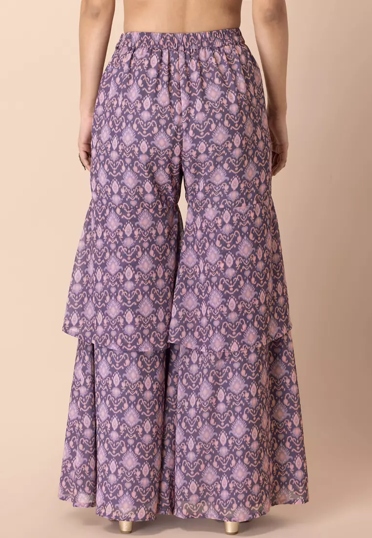 Buy Indya Lavender Boota Layered Sharara Pants 2024 Online