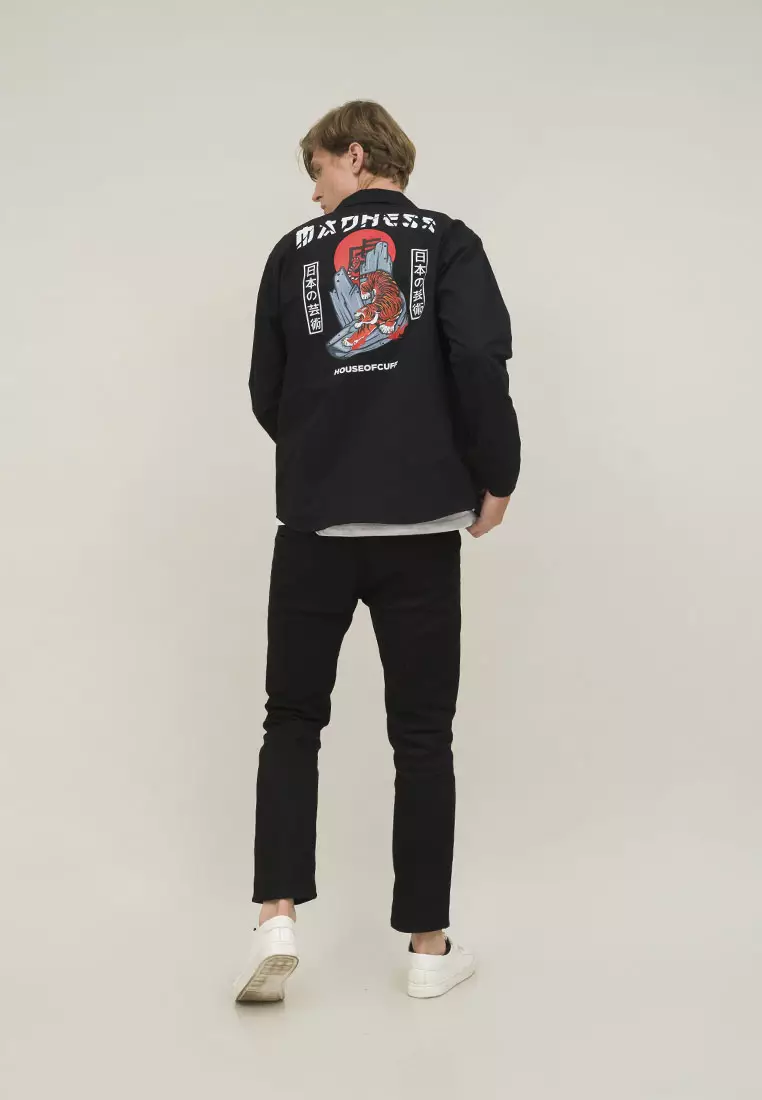 Jaket Pria Parka kanvas trucker unisex jacket hitam tiger houseofcuff